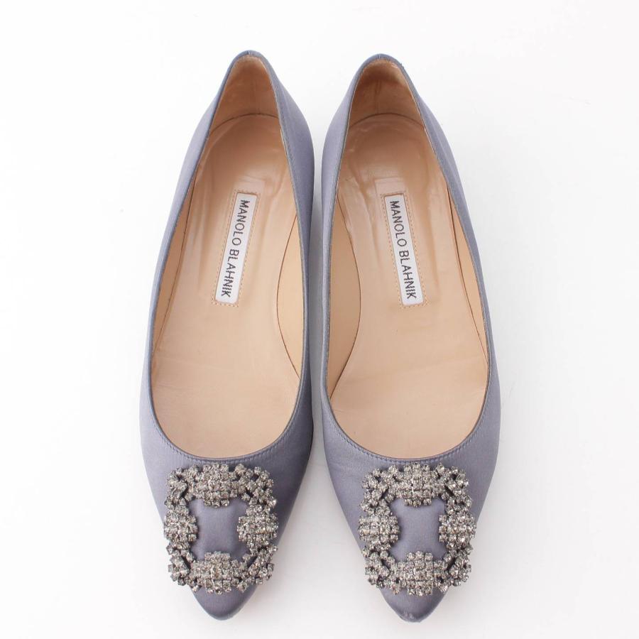 マノロブラニク】Manolo Blahnik ハンギシ ビジューバックル サテン 