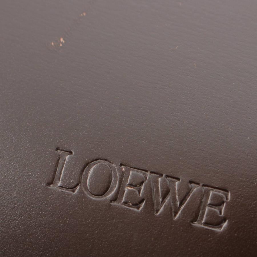 公式通販 【ロエベ】Loewe　ヴィンテージ ロゴ レザー ラウンド ハンドバッグ ブラウン 【正規品保証】197962