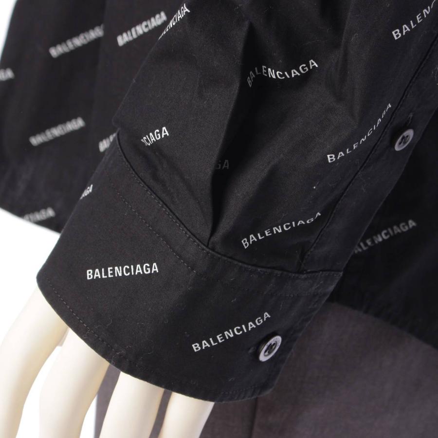 【バレンシアガ】Balenciaga　オールオーバーロゴ 総柄 長袖 シャツ トップス 534333 ブラック 39 【中古】【正規品保証】198451｜retrojp｜07