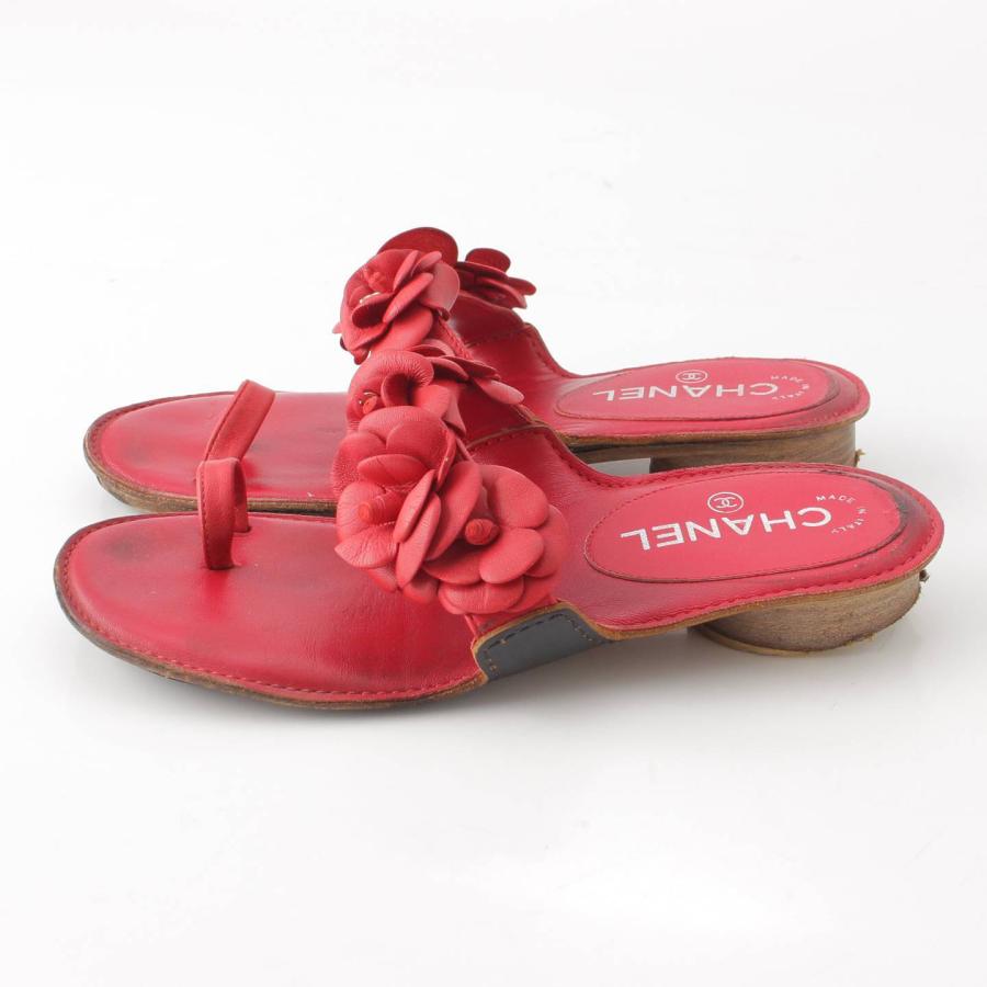 CHANEL 【シャネル】Chanel 14P ココマーク カメリア レザー フラット  