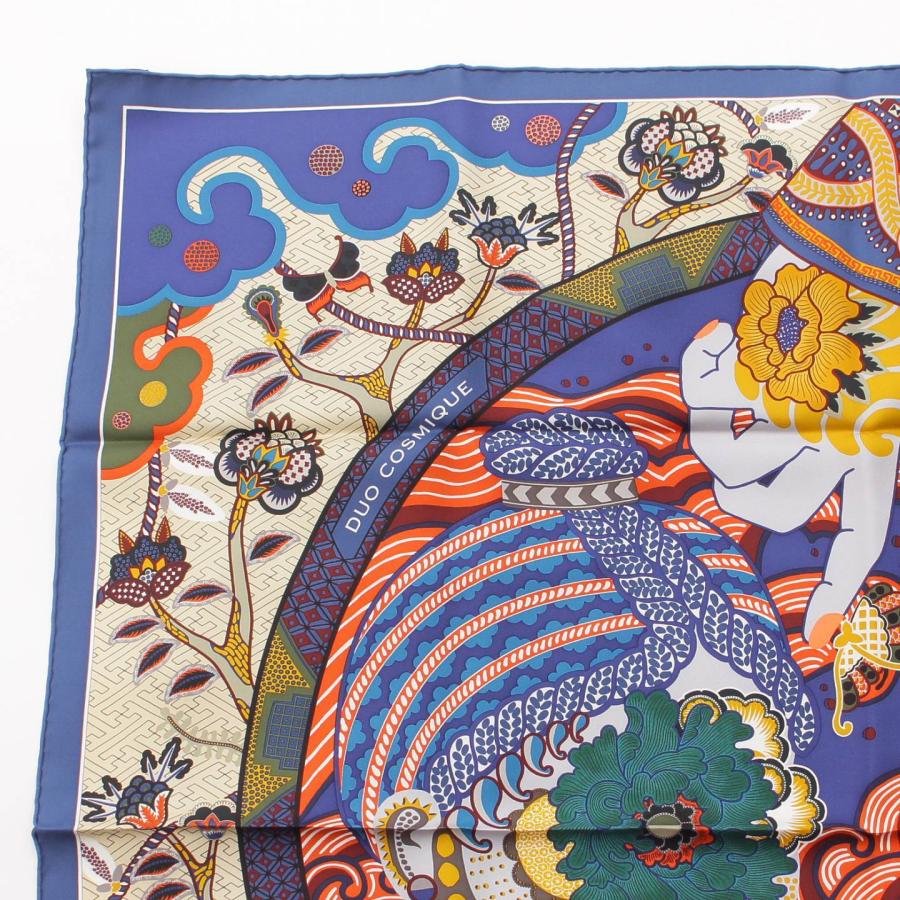 エルメス】Hermes 21AW カレ90 シルクスカーフ DUO COSMIQUE ブルー 