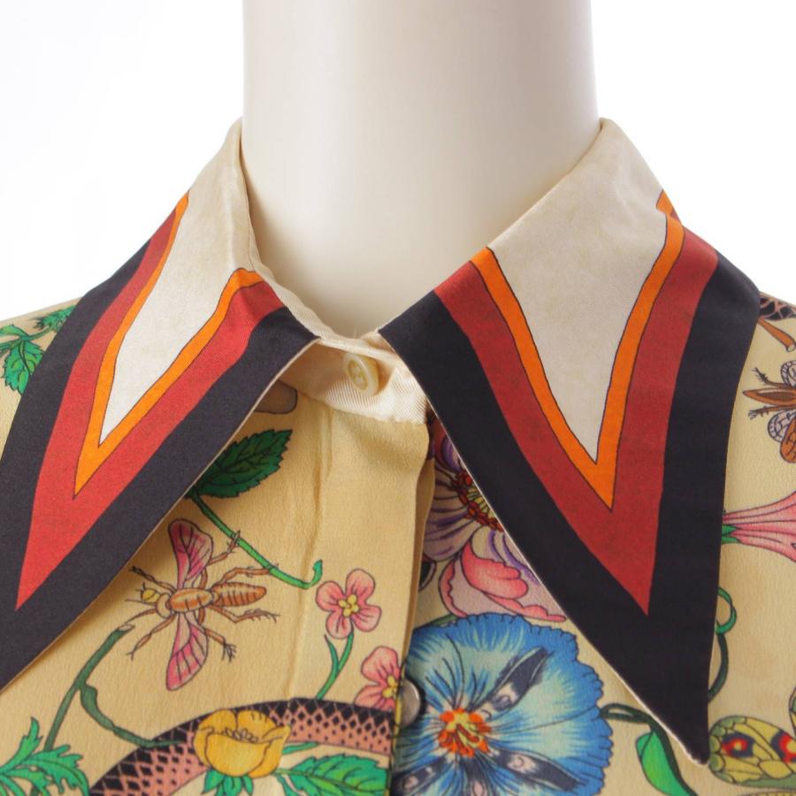 グッチ】Gucci 総柄 ピクセルブーケ シルク ドレス ワンピース 493518  