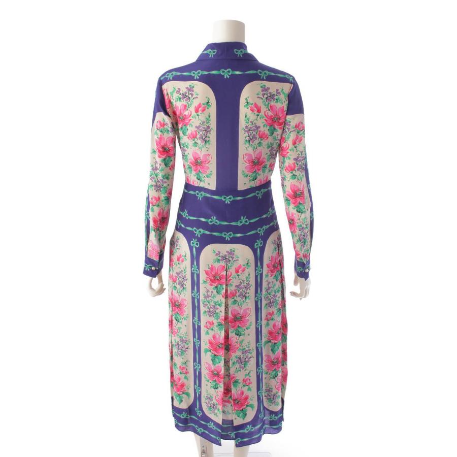 グッチ】Gucci 総柄 花柄 リボン シルク ドレス ワンピース 477566  