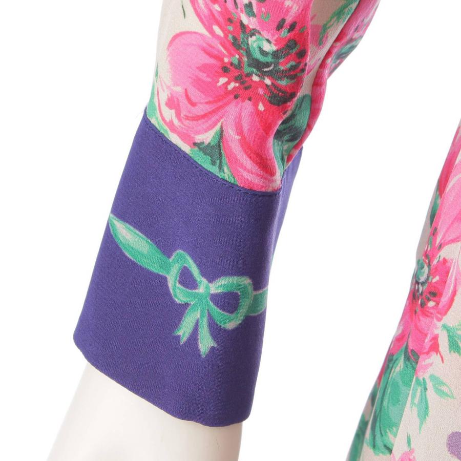 グッチ】Gucci 総柄 花柄 リボン シルク ドレス ワンピース 477566 