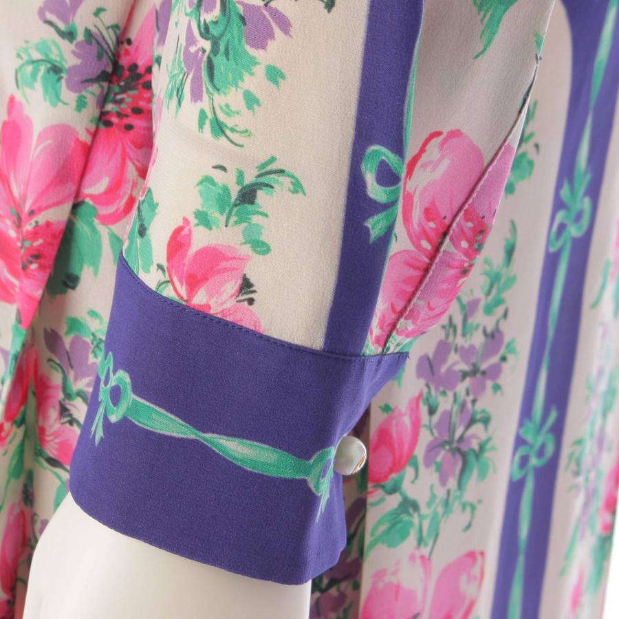 グッチ】Gucci 総柄 花柄 リボン シルク ドレス ワンピース 477566  