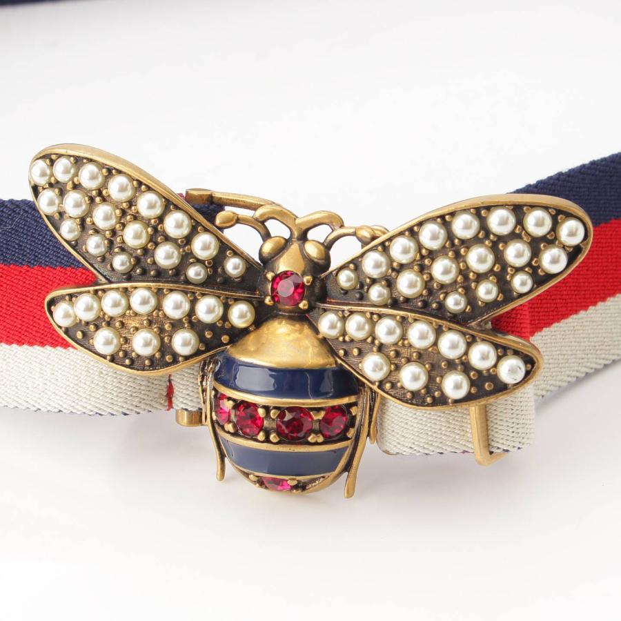GUCCI 【グッチ】Gucci シルヴィー Beeバックル キャンバス ウェブ 
