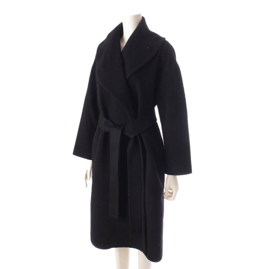 フォクシーニューヨーク　カシミヤ　ジレ　ロング　ベルト　女優襟　黒 コート フォクシーニューヨークカシミヤジレロングベルト女優襟黒 コート