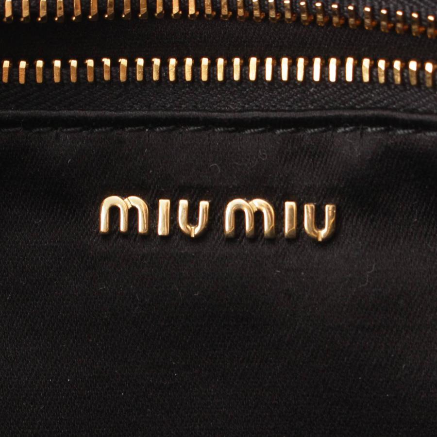 直売超高品質 【ミュウミュウ】Miu Miu　ロゴ エンボス ポーチ付き レザー 2WAYハンドバッグ 5BB110 ブラック 【正規品保証】202145