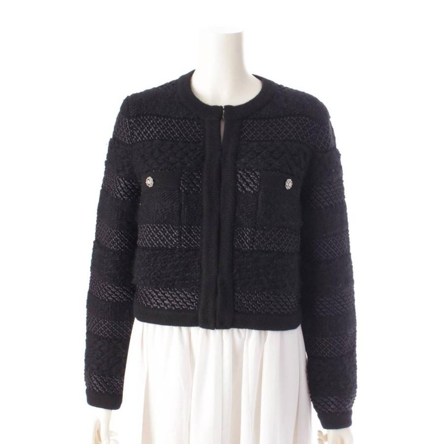 CHANEL ブラック クロップドカーディガン 36 CHANEL ブラック クロップドカーディガン 36