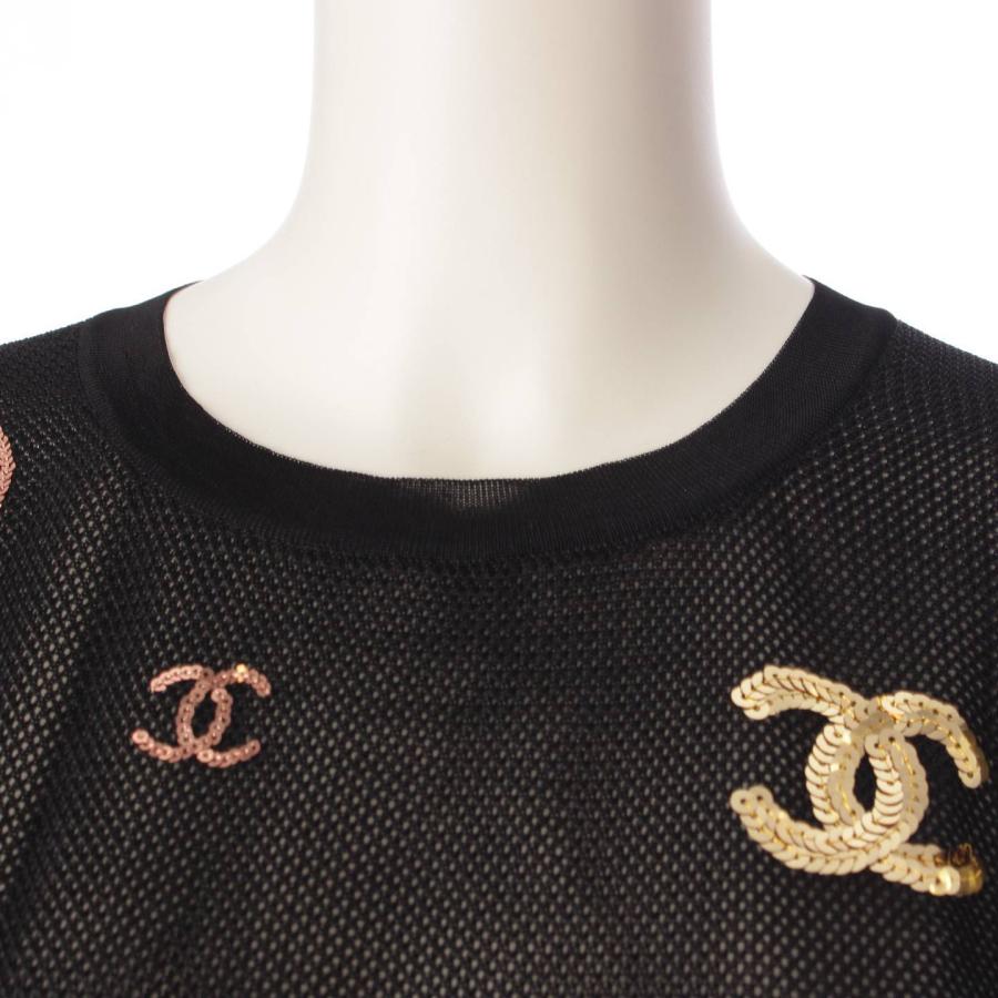 シャネル】Chanel 19P ココマーク スパンコール メッシュ ニット T 