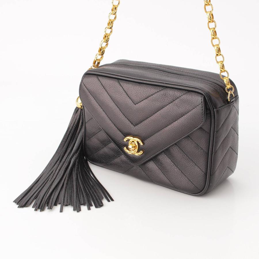 CHANEL 【シャネル】Chanel Vステッチ タッセル キャビアスキン ミニ  