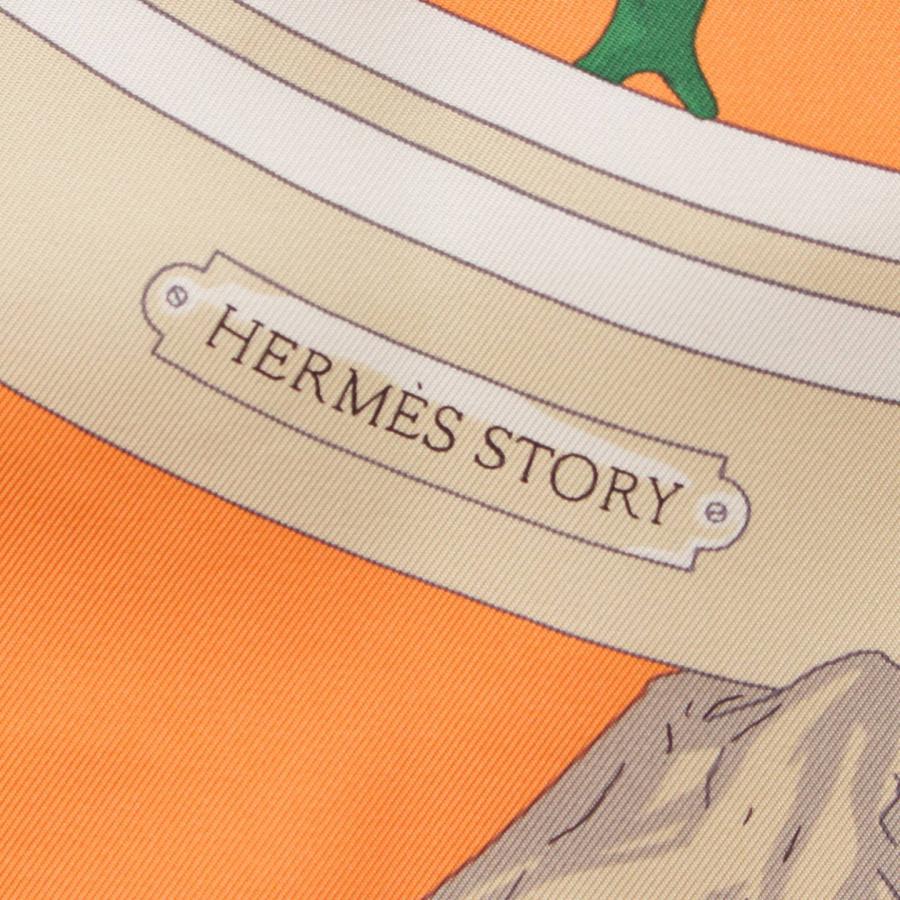 【エルメス】Hermes　カレ90  HERMES STORY エルメス ストーリー アニマル 総柄 スカーフ オレンジ 【中古】【正規品保証】204197｜retrojp｜07