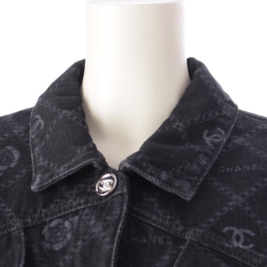 シャネル ココボタン 23A コットン デニムジャケット ブルー