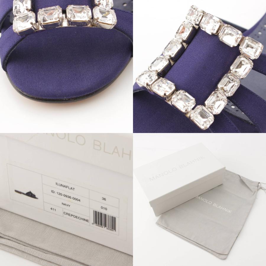 マノロブラニク フラットサンダルミュール ネイビー36