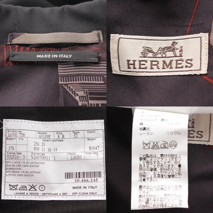 【エルメス】Hermes　メンズ セットアップ タキシード ウール スーツ ジャケット スラックス ブラック 52 【中古】【正規品保証】204762｜retrojp｜09