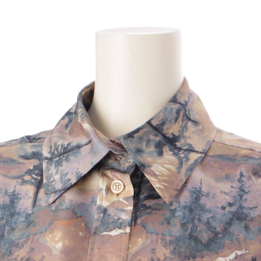グッチ】Gucci 総柄 シルク 長袖 オーバーサイズ ブラウス シャツ 