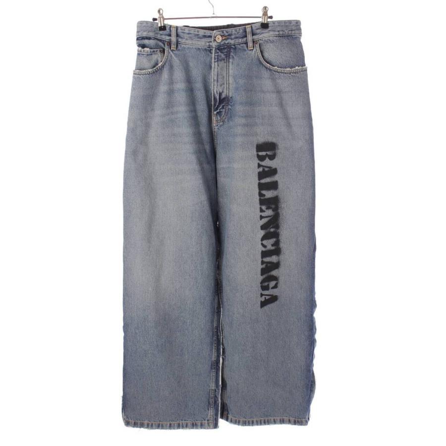 BALENCIAGA バレンシアガ 23年 ロゴペイント 切替 ワイド デニム BALENCIAGA バレンシアガ 23年 ロゴペイント 切替 ワイド デニム