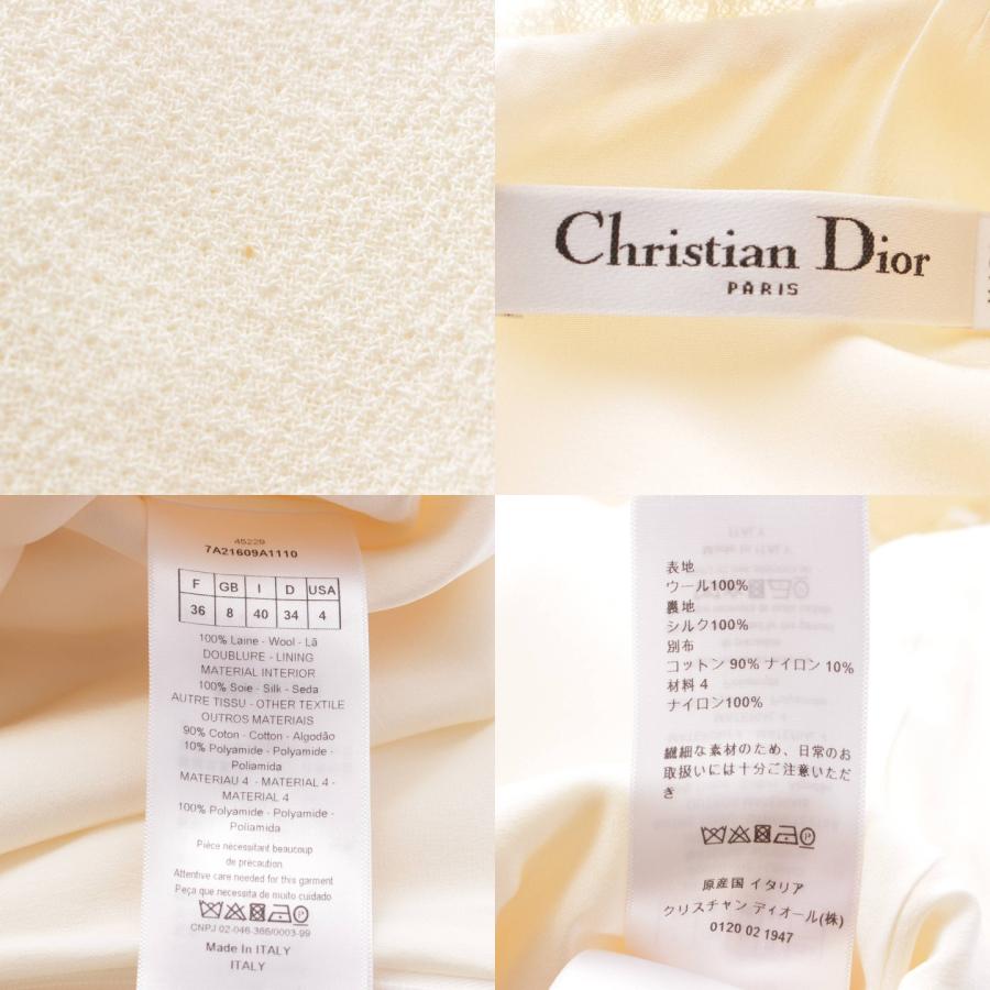 【ディオール】DIOR　レース パフスリーブ バックジップ 長袖 ウール ワンピース オフホワイト 36 【中古】【正規品保証】207648｜retrojp｜10