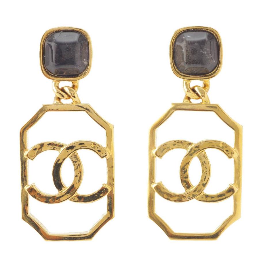 シャネル】Chanel L20K ストーン スクエアフレーム ココマーク GP 