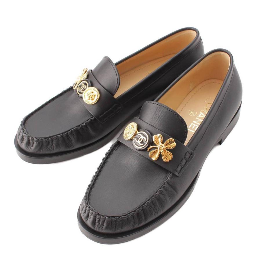 CHANEL シャネルストラップミュールサンダルリボン381/2 黒