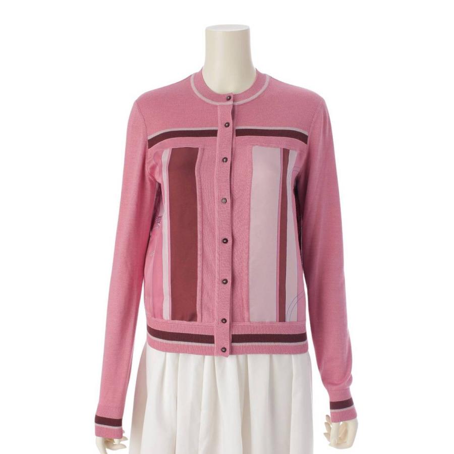 エルメス　カーディガン　ニット　切り替え　ツイルレーヌ　シルク　ベージュ エルメスカーディガンニット切り替えツイルレーヌシルクベージュ