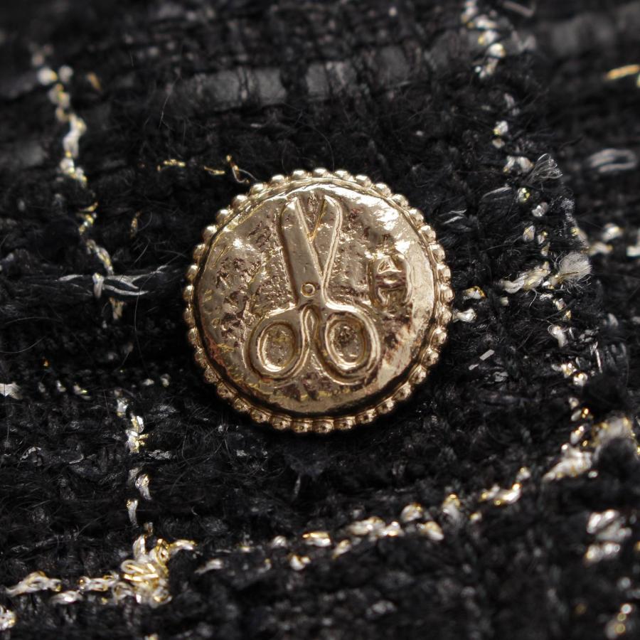 CHANEL 【シャネル】Chanel 08C ツイード ラメ ハサミモチーフボタン  