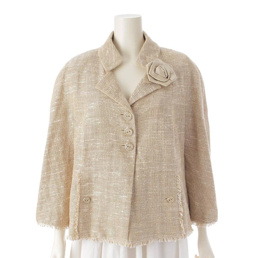 CHANEL 【シャネル】Chanel 08P カメリアブローチ付き リネン×シルク  