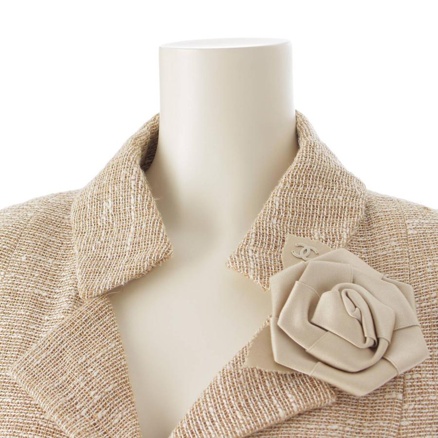 CHANEL 【シャネル】Chanel 08P カメリアブローチ付き リネン×シルク  