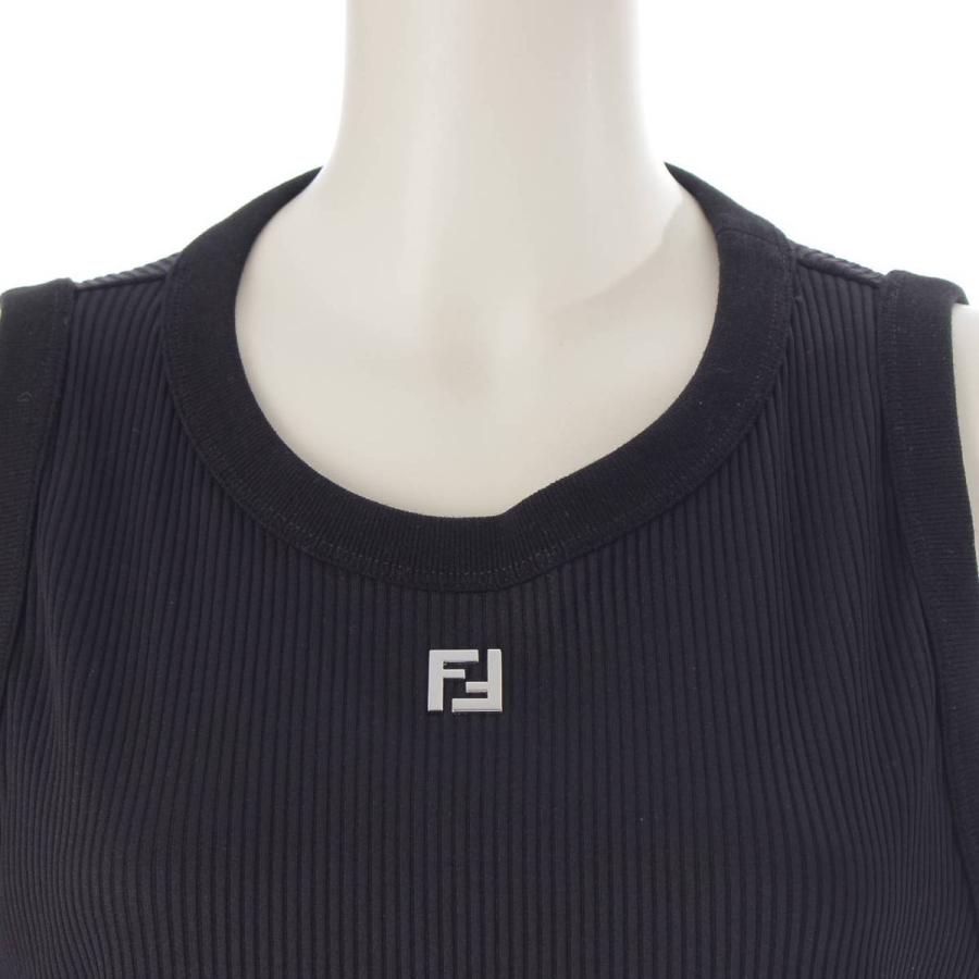フェンディ 24SS FFロゴ リブ タンクトップ トップス カットソー FY1297 ホワイト シルバー XL【中古】 FENDI - フェンディ 24SS FFロゴ リブ タンクトップ トップス