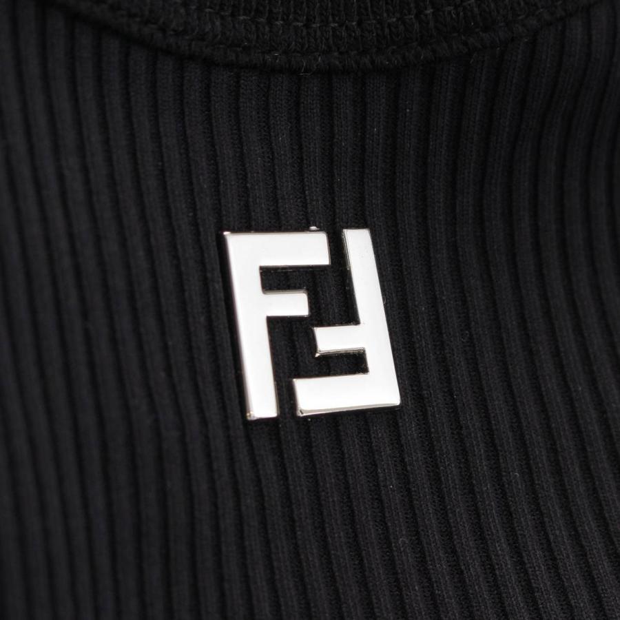フェンディ 24SS FFロゴ リブ タンクトップ トップス カットソー FY1297 ホワイト シルバー XL【中古】 FENDI - フェンディ 24SS FFロゴ リブ タンクトップ トップス