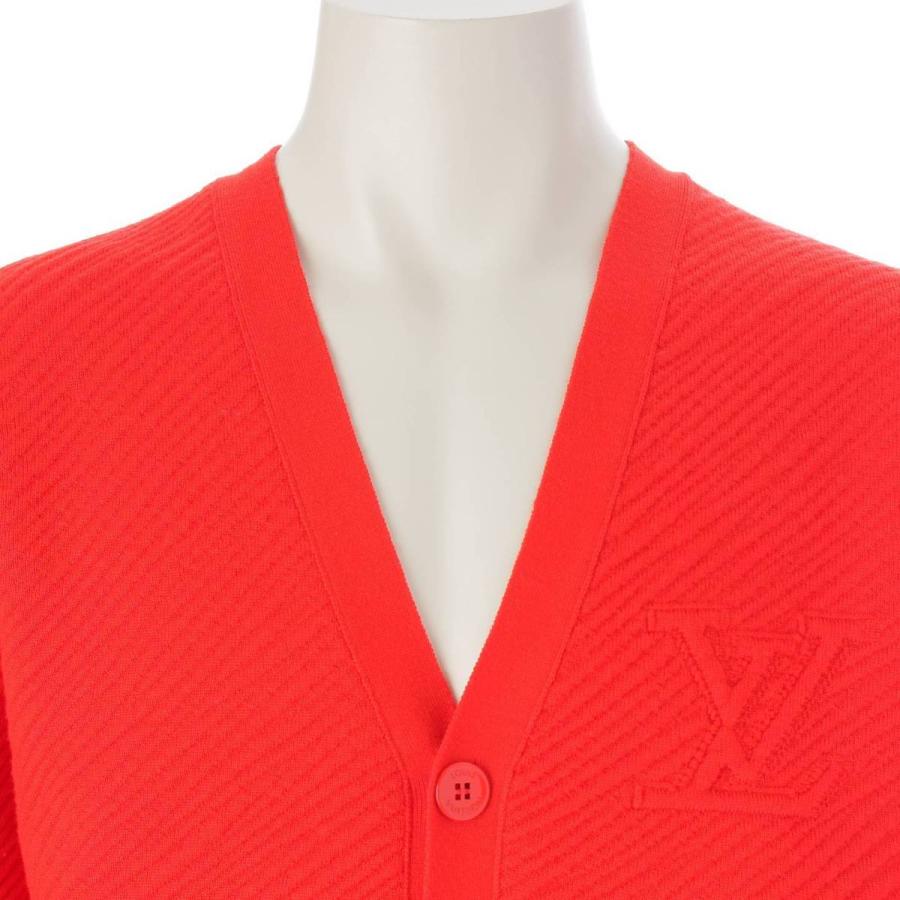 【ルイヴィトン】Louis Vuitton　24SS メンズ LVロゴ エピ ウール  ニット Vネック ーディガン 1AFALU レッド L 【中古】【鑑定済・正規品保証】212192の画像