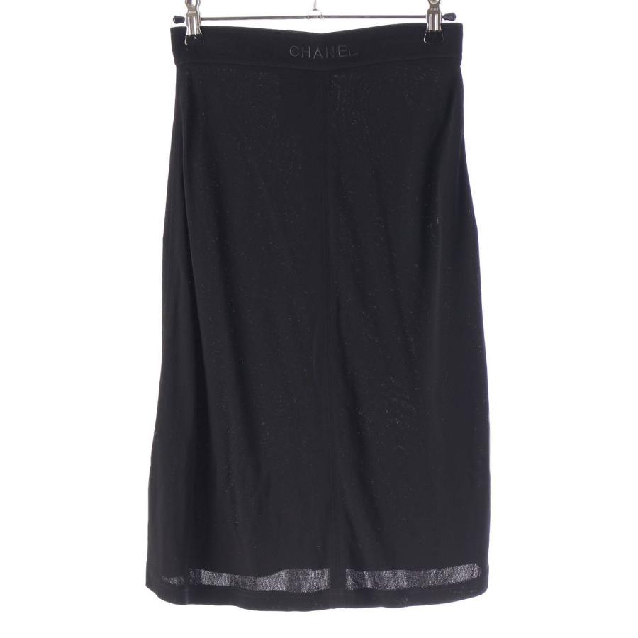 シャネル】Chanel 97P ロゴ刺繍 レイヤード ひざ丈 スカート P07157  
