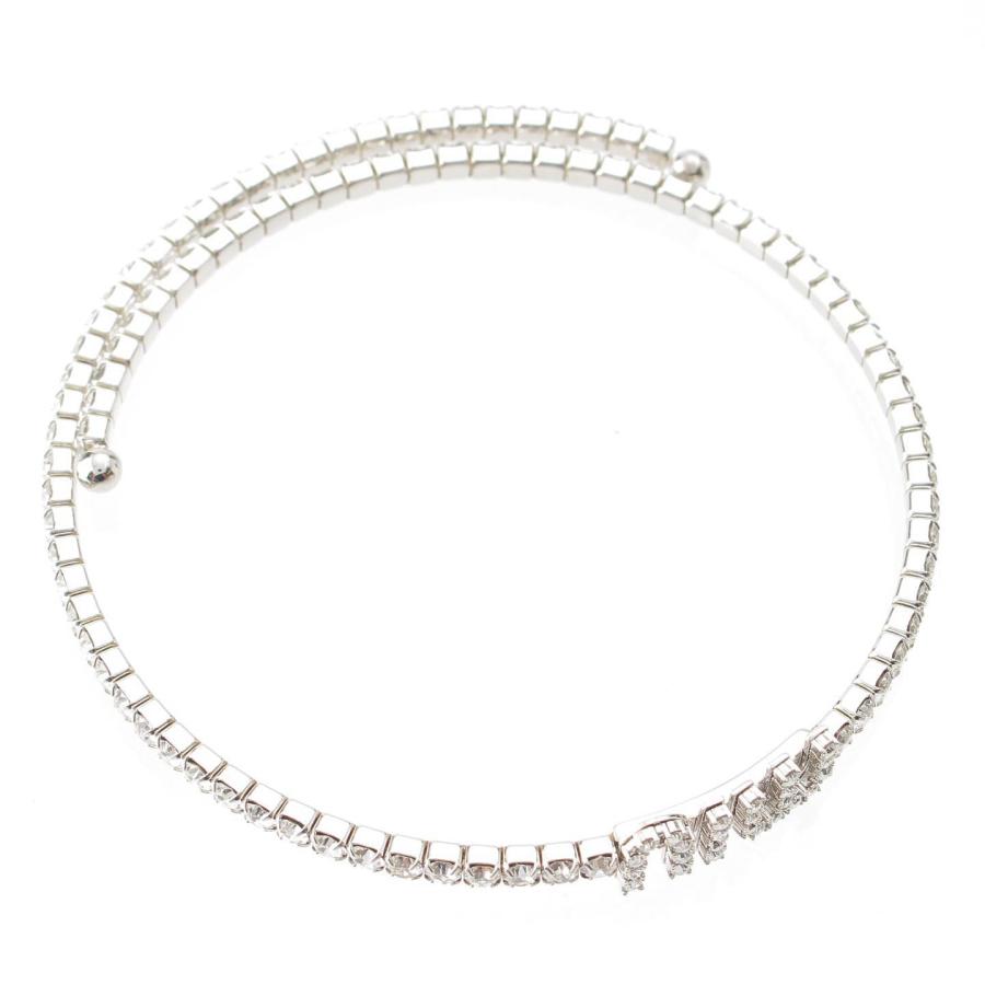 極美品　ミュウミュウ ネックレス ロゴ ラインストーン シルバー　チョーカー 極美品 ミュウミュウ ネックレス ロゴ ラインストーン シルバー