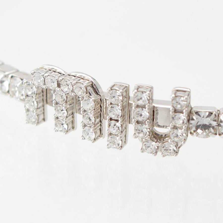 ミュウミュウロゴ ラインストーン クリスタル メタル チョーカーネックレス