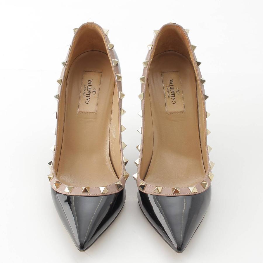 ヴァレンティノ】Valentino パテントレザー ロックスタッズ ポイン 