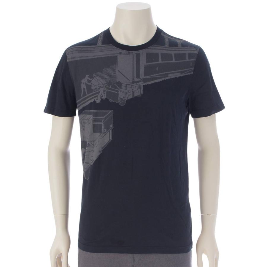 ルイヴィトン メンズ プリント クルーネック コットン Tシャツ 