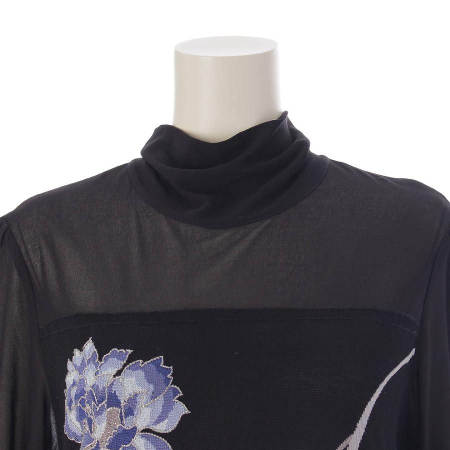 レオナール】LEONARD ビジュー シルク混 ハイネック 花 ニット  