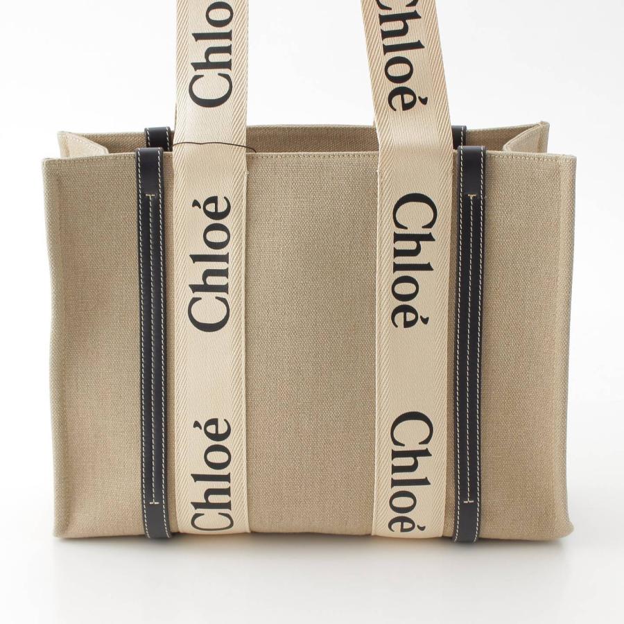 クロエ】Chloe ウッディ ミディアム キャンバス×レザー トートバッグ  