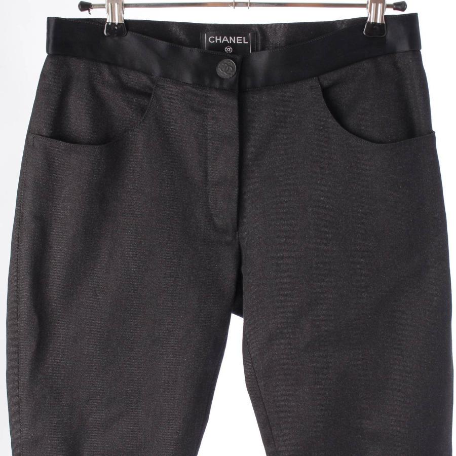 シャネル 05A ココマークボタン コットン×シルク リボン付きパンツ 
