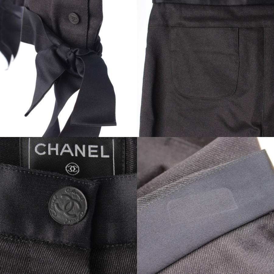 シャネル 05A ココマークボタン コットン×シルク リボン付きパンツ 