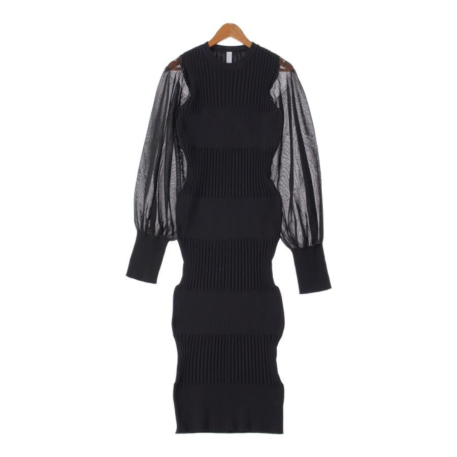 CFCL FLUTED LUCENT シアー スリーブ 長袖 ドレス ワンピース 
