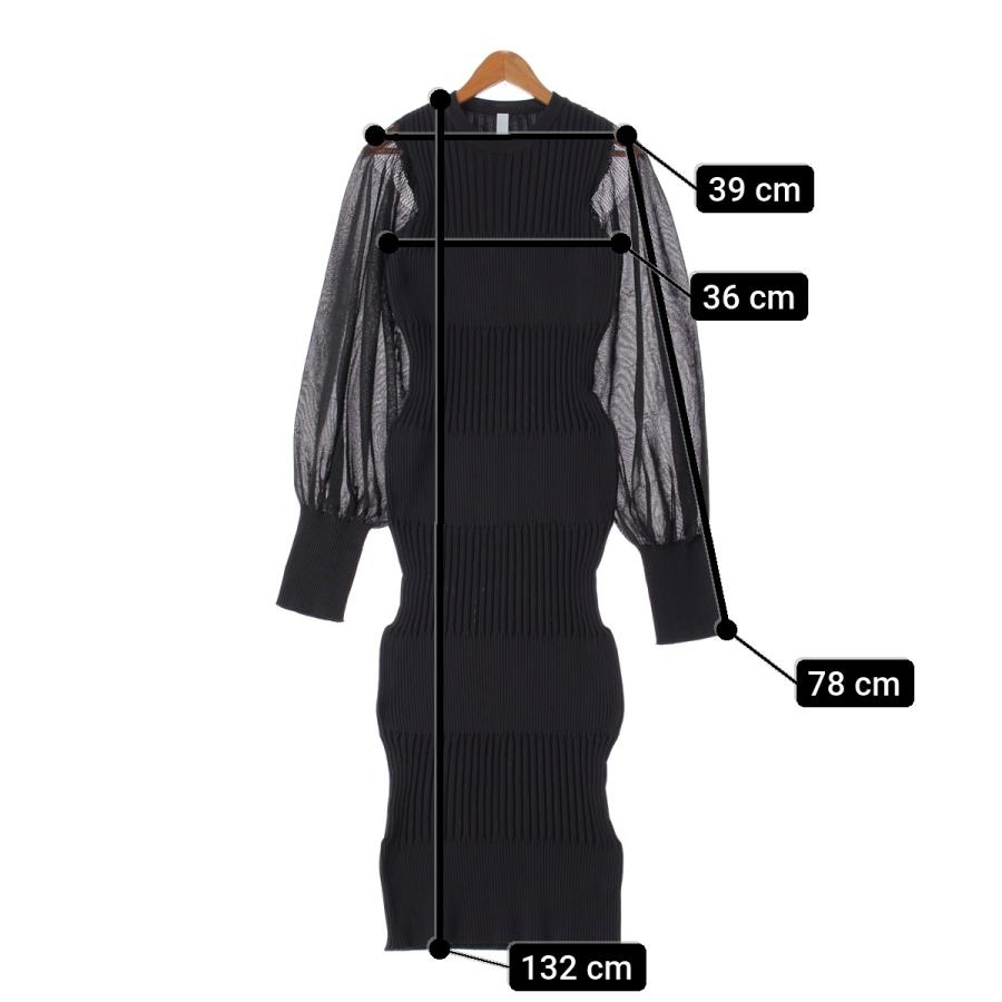CFCL FLUTED LUCENT シアー スリーブ 長袖 ドレス ワンピース 