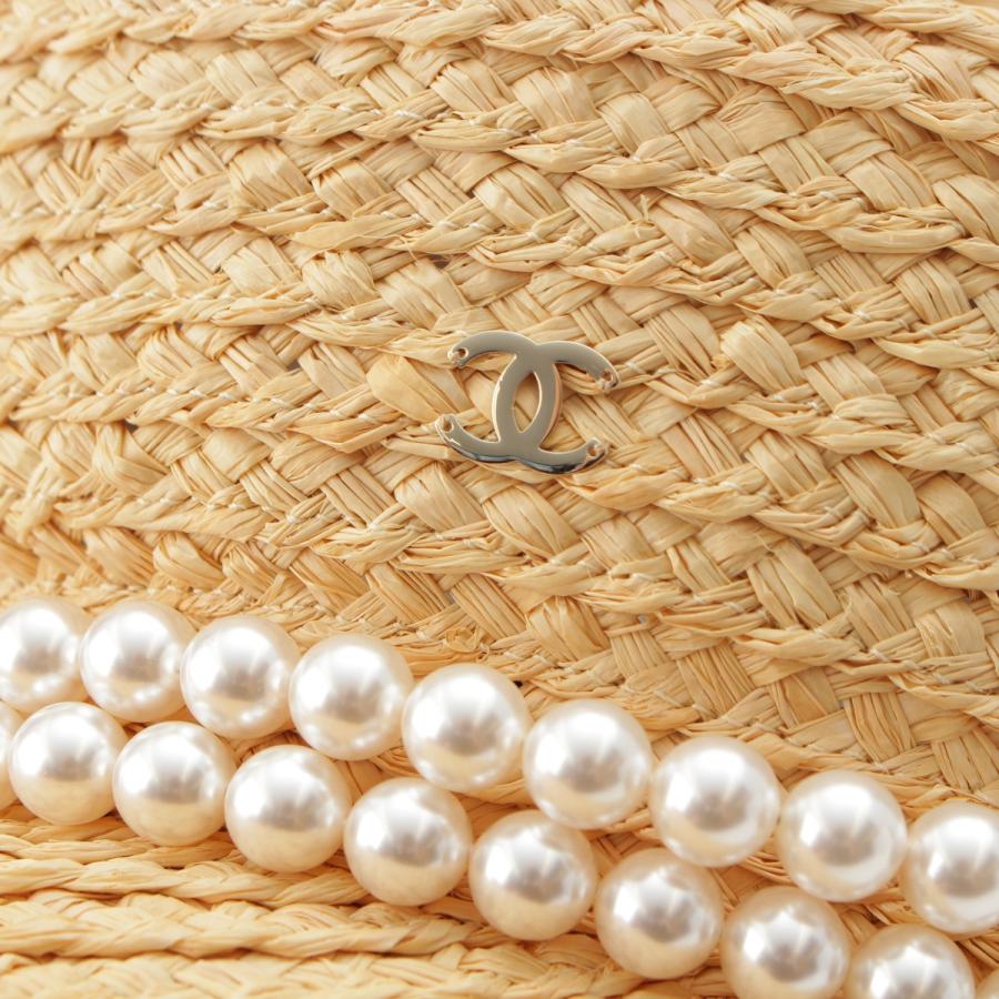 CHANEL パールラフィアハットM