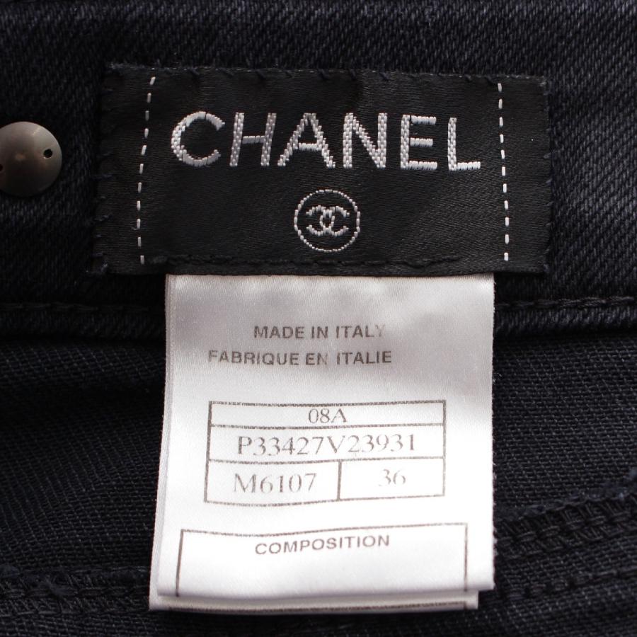 CHANEL シャネル 08A コットン ココボタン ペイント加工 デニムパンツ  