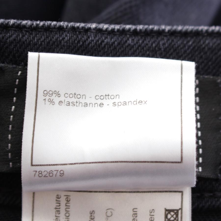 CHANEL シャネル 08A コットン ココボタン ペイント加工 デニムパンツ  