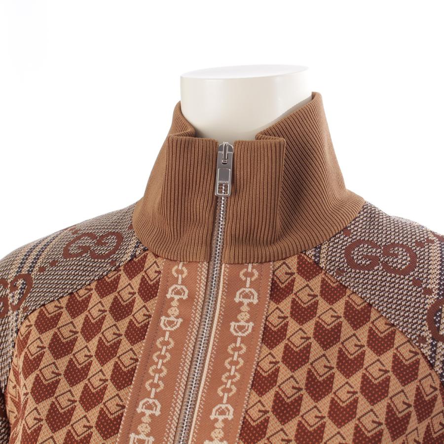 GUCCI - グッチ 24AW コットン GGジャガード ジップアップジャケット ジャージ ブルゾン トップス 767025 ブラウン XS【中古】 GUCCI（グッチ） 24AW コットン GGジャガード ジップアップジャケット