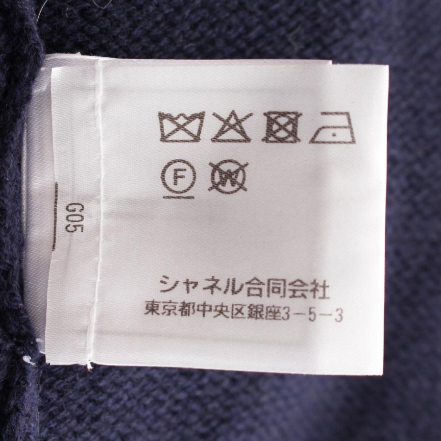 美品■シャネル　カシミヤ100％　ニットワンピース　ハイネック　ネイビー　38 セール】 【洗える】ウールカシミヤ タートルネック ニットワンピース