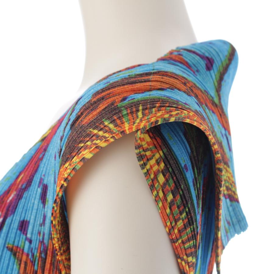 未使用級✨プリーツプリーズイッセイミヤケ アニマル柄ノースリーブワンピース プリーツプリーズ イッセイミヤケ LA LUNE MENT 人物柄 プリント