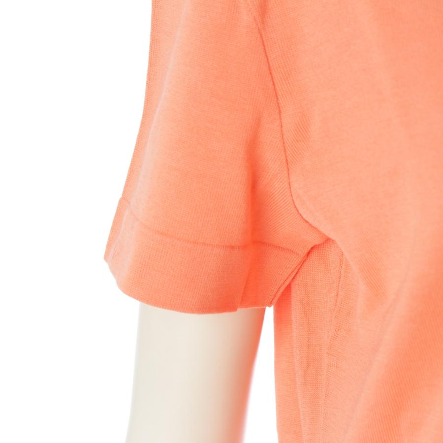 CHANEL - シャネル 97P コットン ココマーク ワンポイント刺 ニット 半袖Ｔシャツ カットソー トップス P07156 サーモンオレンジ 42【中古】 CHANEL（シャネル） 97P コットン ココマーク ワンポイント刺 ニット