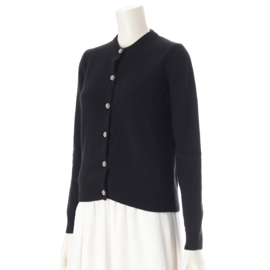 CELINE - セリーヌ カシミヤ ビジューボタン カーディガン トップス 2A782981E ブラック XS【中古】 CELINE セリーヌ カシミヤ ビジューボタン カーディガン